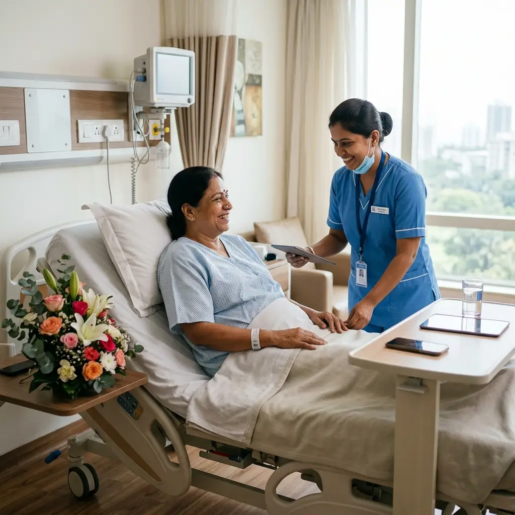 Doctor attending to a patient at a SurgiSaathi partner hospital
